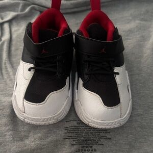 Jordan Kids Black and White Sneakers with Red Accents